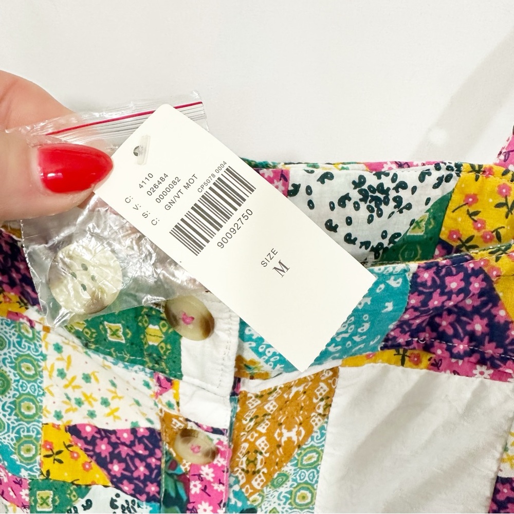 NWT Anthropologie Patchwork Button Boho Western Down Cami Tank Top - Picture 9 of 11